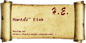 Hantó Elek névjegykártya